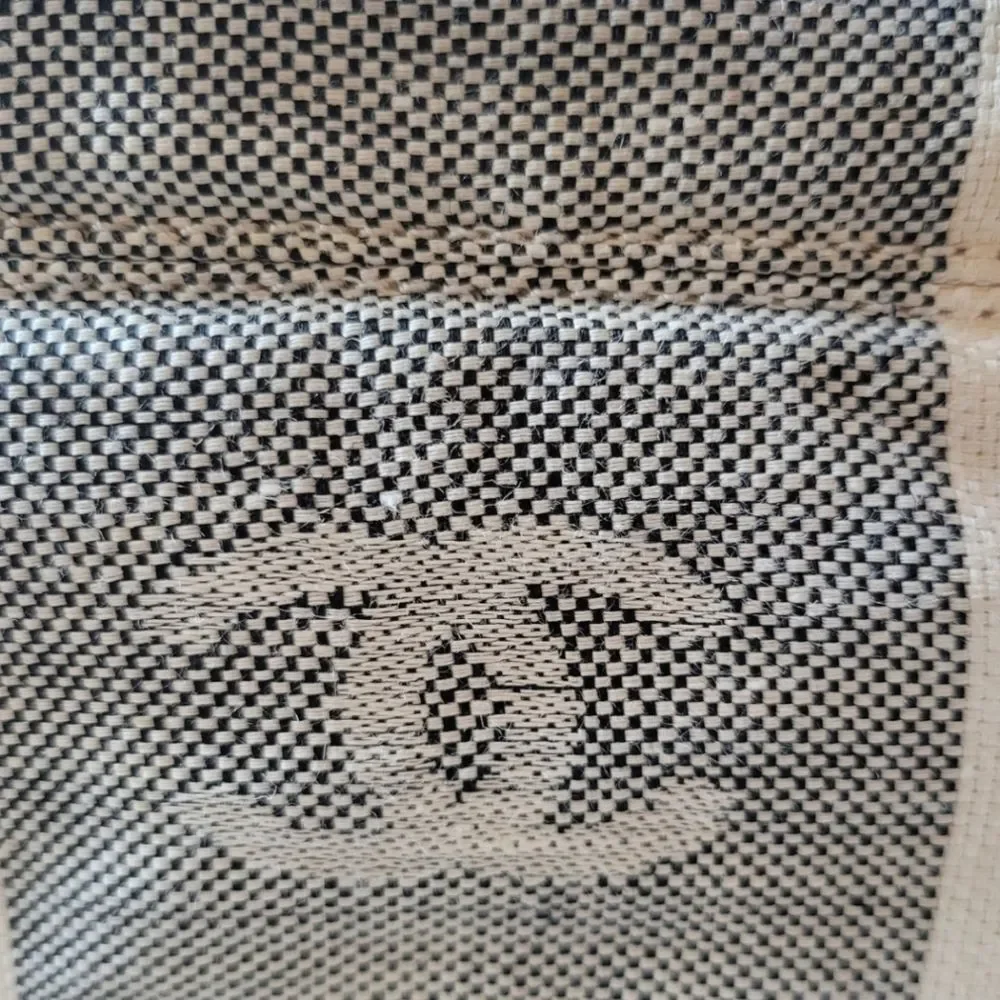 CHANEL Cream and Gray Striped Canvas Shoulder Bag with Wooden Frame - Picture 8 of 15